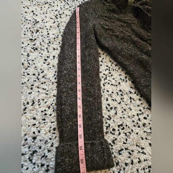 L.L.Bean Brown, Wool blend, Mock neck Cardigan. Size LG - Picture 9 of 12